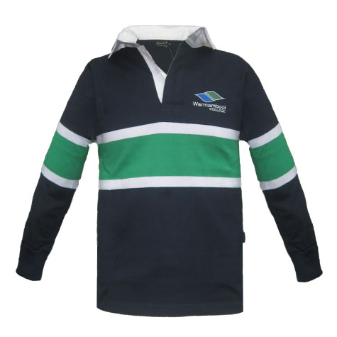 Navy Rugby Top With Green & White Design