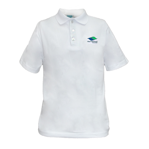 Short Sleeve white polo Shirt with College logo